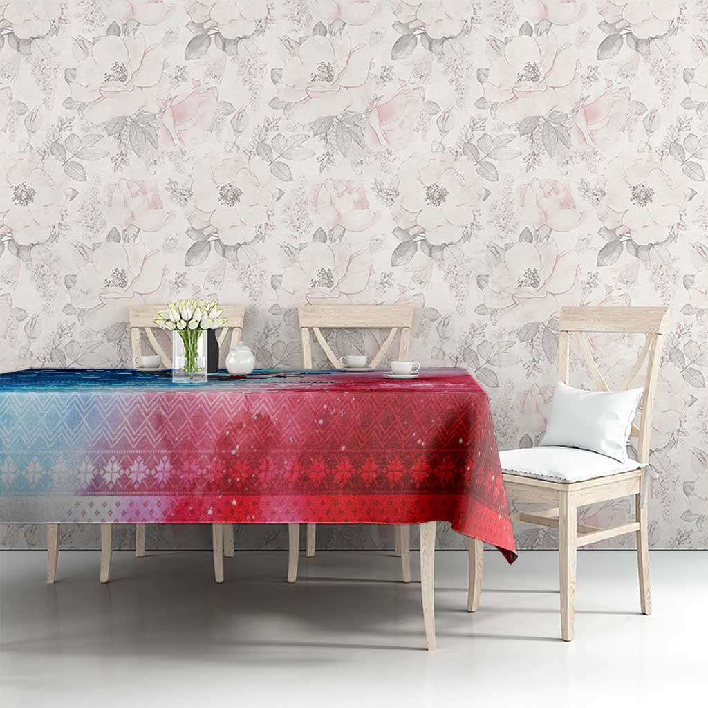 USA Christmas Tablecloth with Santa Eagle Red White Blue Snowflake Pattern and American Flag - Wonder Print Shop