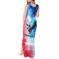 USA Christmas Tank Maxi Dress with Santa Eagle Red White Blue Snowflake Pattern and American Flag - Wonder Print Shop