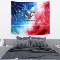 USA Christmas Tapestry with Santa Eagle Red White Blue Snowflake Pattern and American Flag - Wonder Print Shop