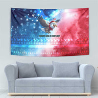 USA Christmas Tapestry with Santa Eagle Red White Blue Snowflake Pattern and American Flag - Wonder Print Shop