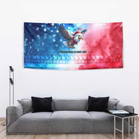 USA Christmas Tapestry with Santa Eagle Red White Blue Snowflake Pattern and American Flag - Wonder Print Shop