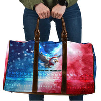 USA Christmas Travel Bag with Santa Eagle Red White Blue Snowflake Pattern and American Flag - Wonder Print Shop