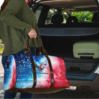 USA Christmas Travel Bag with Santa Eagle Red White Blue Snowflake Pattern and American Flag - Wonder Print Shop