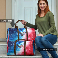 USA Christmas Travel Bag with Santa Eagle Red White Blue Snowflake Pattern and American Flag - Wonder Print Shop