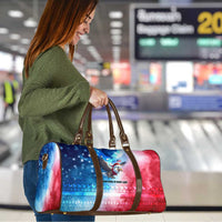 USA Christmas Travel Bag with Santa Eagle Red White Blue Snowflake Pattern and American Flag - Wonder Print Shop