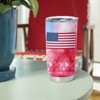 USA Christmas Tumbler Cup with Santa Eagle Red White Blue Snowflake Pattern and American Flag - Wonder Print Shop