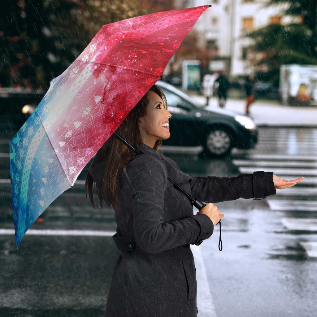 USA Christmas Umbrella with Santa Eagle Red White Blue Snowflake Pattern and American Flag - Wonder Print Shop