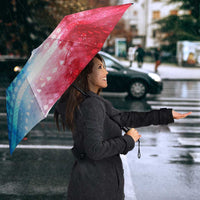 USA Christmas Umbrella with Santa Eagle Red White Blue Snowflake Pattern and American Flag - Wonder Print Shop
