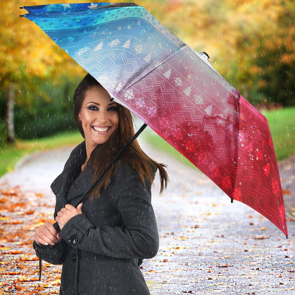 USA Christmas Umbrella with Santa Eagle Red White Blue Snowflake Pattern and American Flag - Wonder Print Shop