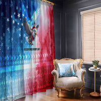 USA Christmas Window Curtain with Santa Eagle Red White Blue Snowflake Pattern and American Flag - Wonder Print Shop