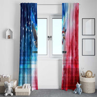 USA Christmas Window Curtain with Santa Eagle Red White Blue Snowflake Pattern and American Flag - Wonder Print Shop