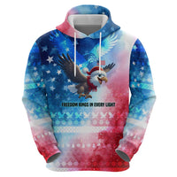 USA Christmas Zip Hoodie with Santa Eagle Red White Blue Snowflake Pattern and American Flag - Wonder Print Shop