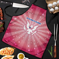 USA Christmas Apron with Bald Eagle Seal Pink Starburst Pattern and Festive Holiday Icons - Wonder Print Shop