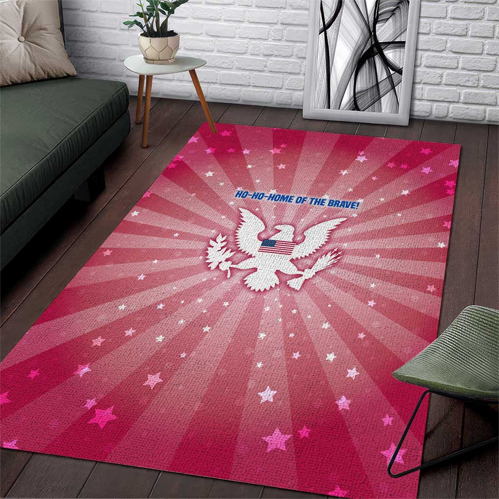 USA Christmas Area Rug with Bald Eagle Seal Pink Starburst Pattern and Festive Holiday Icons - Wonder Print Shop
