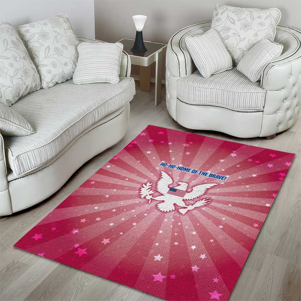 USA Christmas Area Rug with Bald Eagle Seal Pink Starburst Pattern and Festive Holiday Icons - Wonder Print Shop