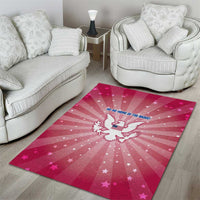 USA Christmas Area Rug with Bald Eagle Seal Pink Starburst Pattern and Festive Holiday Icons - Wonder Print Shop