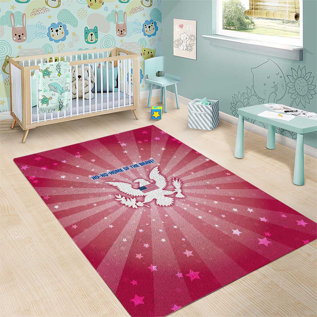 USA Christmas Area Rug with Bald Eagle Seal Pink Starburst Pattern and Festive Holiday Icons - Wonder Print Shop