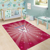 USA Christmas Area Rug with Bald Eagle Seal Pink Starburst Pattern and Festive Holiday Icons - Wonder Print Shop