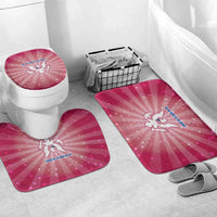 USA Christmas Bathroom Set with Bald Eagle Seal Pink Starburst Pattern and Festive Holiday Icons - Wonder Print Shop