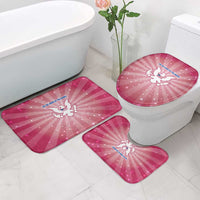 USA Christmas Bathroom Set with Bald Eagle Seal Pink Starburst Pattern and Festive Holiday Icons - Wonder Print Shop