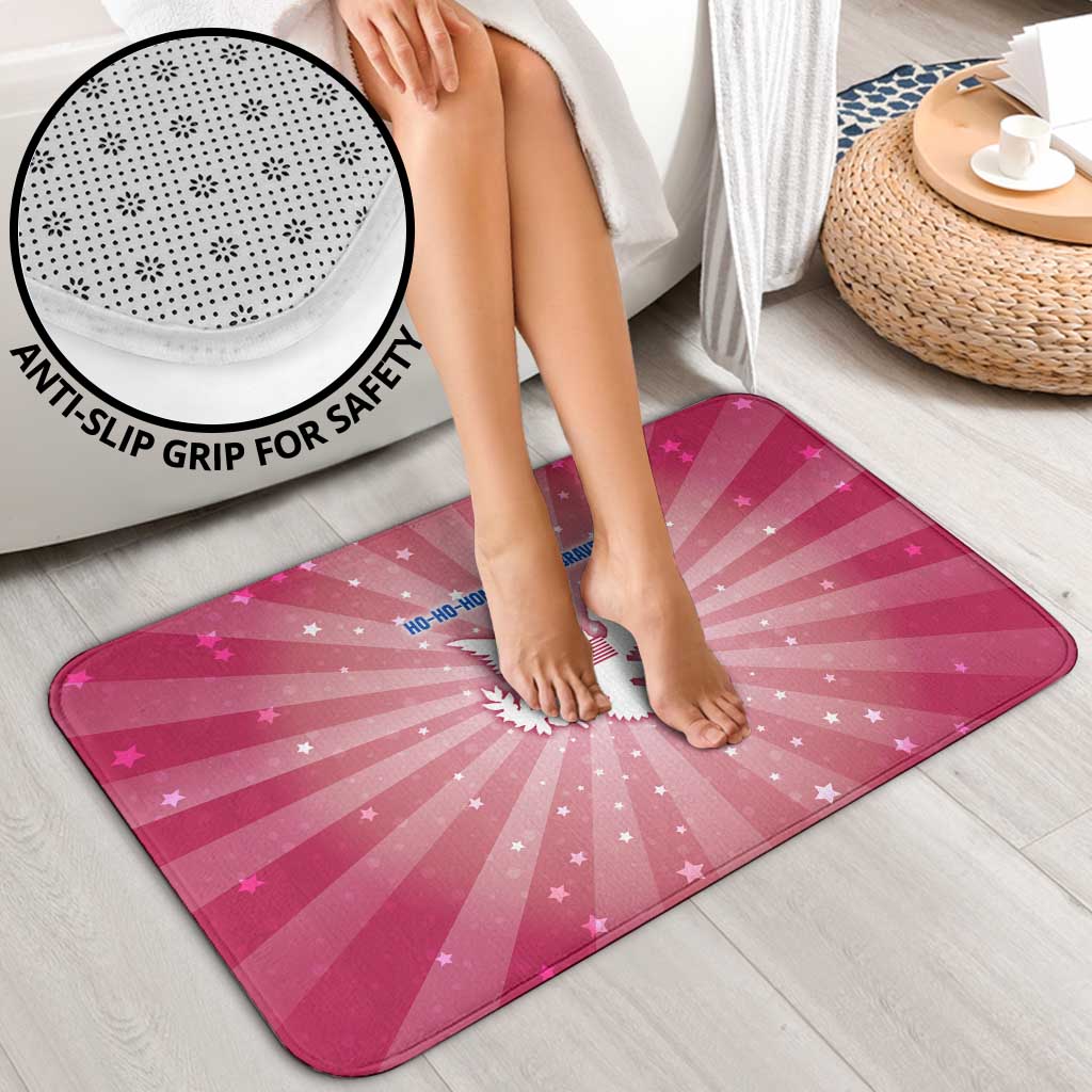 USA Christmas Bathroom Set with Bald Eagle Seal Pink Starburst Pattern and Festive Holiday Icons - Wonder Print Shop