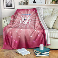 USA Christmas Blanket with Bald Eagle Seal Pink Starburst Pattern and Festive Holiday Icons - Wonder Print Shop