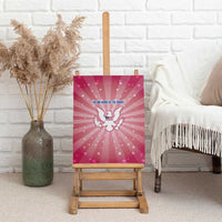 USA Christmas Canvas Wall Art with Bald Eagle Seal Pink Starburst Pattern and Festive Holiday Icons - Wonder Print Shop