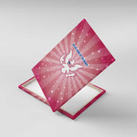 USA Christmas Canvas Wall Art with Bald Eagle Seal Pink Starburst Pattern and Festive Holiday Icons - Wonder Print Shop