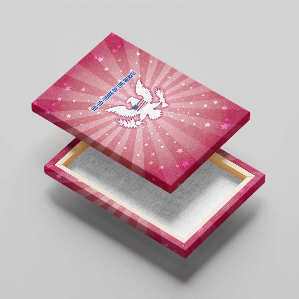 USA Christmas Canvas Wall Art with Bald Eagle Seal Pink Starburst Pattern and Festive Holiday Icons - Wonder Print Shop