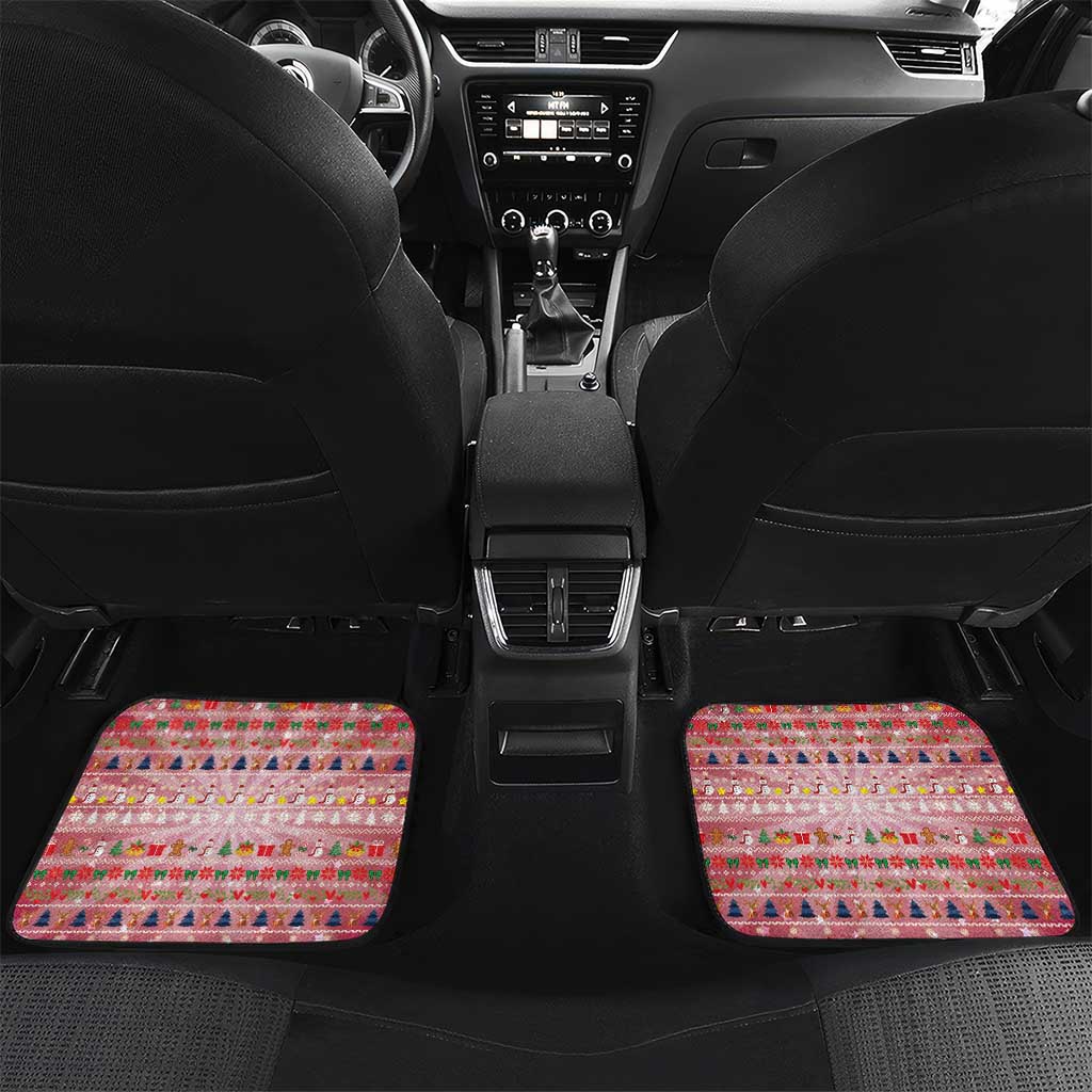 USA Christmas Car Mats with Bald Eagle Seal Pink Starburst Pattern and Festive Holiday Icons - Wonder Print Shop
