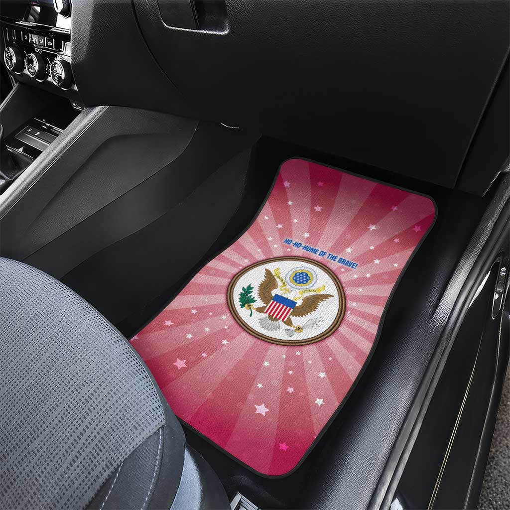 USA Christmas Car Mats with Bald Eagle Seal Pink Starburst Pattern and Festive Holiday Icons - Wonder Print Shop