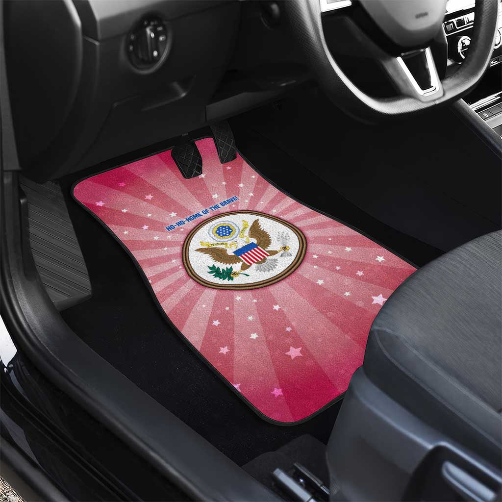 USA Christmas Car Mats with Bald Eagle Seal Pink Starburst Pattern and Festive Holiday Icons - Wonder Print Shop