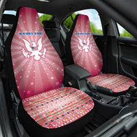 USA Christmas Car Seat Cover with Bald Eagle Seal Pink Starburst Pattern and Festive Holiday Icons - Wonder Print Shop