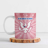 USA Christmas Ceramic Mug with Bald Eagle Seal Pink Starburst Pattern and Festive Holiday Icons - Wonder Print Shop