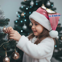 USA Christmas Santa Hat with Bald Eagle Seal Pink Starburst Pattern and Festive Holiday Icons - Wonder Print Shop