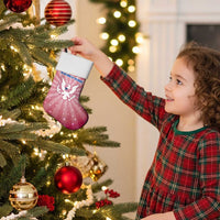 USA Christmas Stocking with Bald Eagle Seal Pink Starburst Pattern and Festive Holiday Icons - Wonder Print Shop