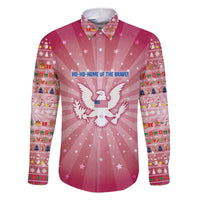 USA Christmas Family Matching Short Sleeve Bodycon Dress and Hawaiian Shirt with Bald Eagle Seal Pink Starburst Pattern and Festive Holiday Icons - Wonder Print Shop