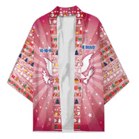 USA Christmas Kimono with Bald Eagle Seal Pink Starburst Pattern and Festive Holiday Icons - Wonder Print Shop