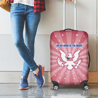USA Christmas Luggage Cover with Bald Eagle Seal Pink Starburst Pattern and Festive Holiday Icons - Wonder Print Shop