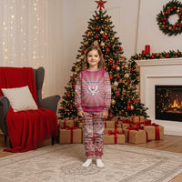 USA Christmas Pajama Set with Bald Eagle Seal Pink Starburst Pattern and Festive Holiday Icons - Wonder Print Shop