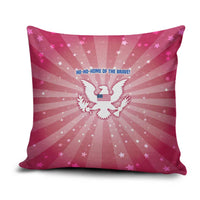 USA Christmas Pillow Cover with Bald Eagle Seal Pink Starburst Pattern and Festive Holiday Icons - Wonder Print Shop