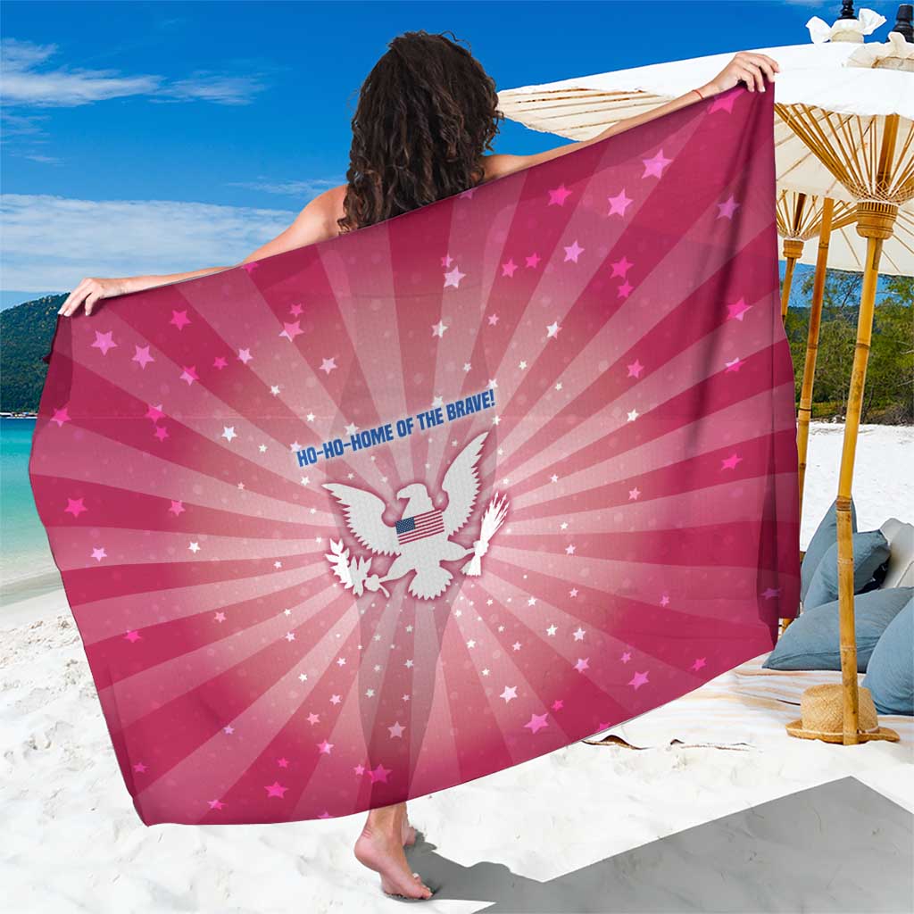 USA Christmas Sarong with Bald Eagle Seal Pink Starburst Pattern and Festive Holiday Icons - Wonder Print Shop