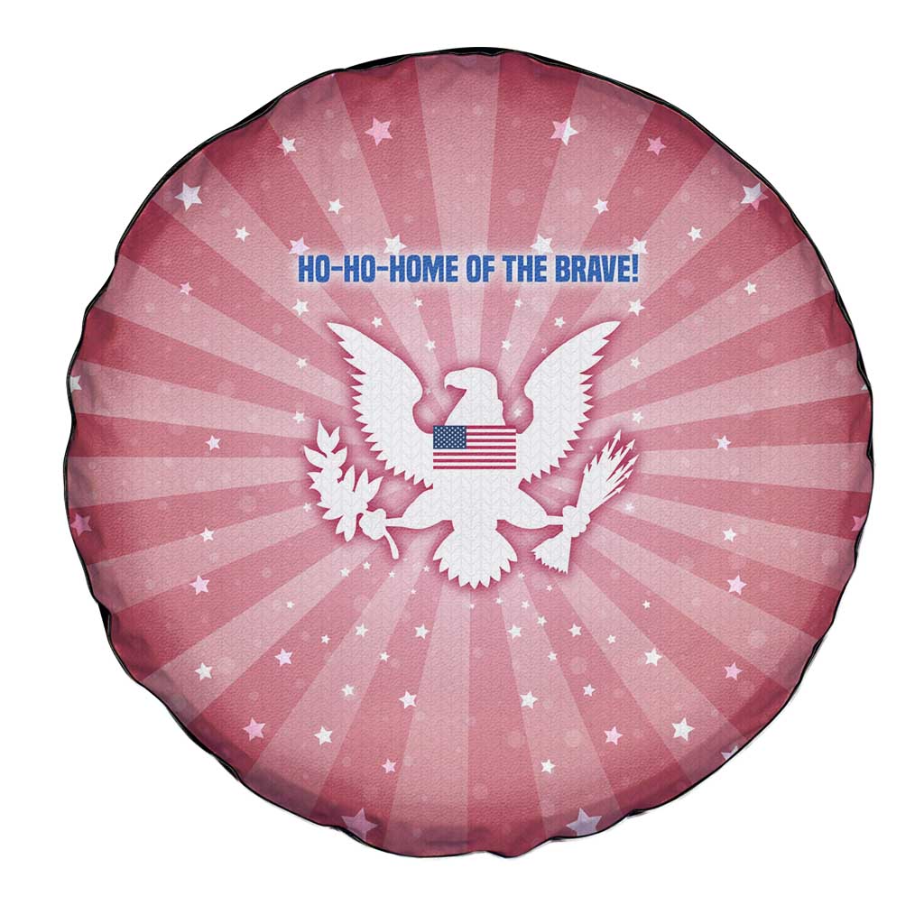 USA Christmas Spare Tire Cover with Bald Eagle Seal Pink Starburst Pattern and Festive Holiday Icons - Wonder Print Shop