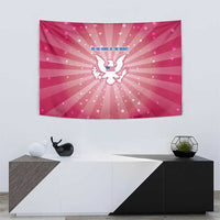 USA Christmas Tapestry with Bald Eagle Seal Pink Starburst Pattern and Festive Holiday Icons - Wonder Print Shop