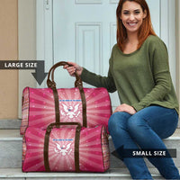 USA Christmas Travel Bag with Bald Eagle Seal Pink Starburst Pattern and Festive Holiday Icons - Wonder Print Shop