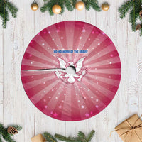 USA Christmas Tree Skirt with Bald Eagle Seal Pink Starburst Pattern and Festive Holiday Icons - Wonder Print Shop