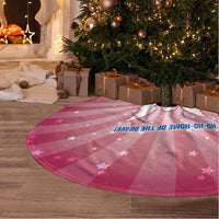 USA Christmas Tree Skirt with Bald Eagle Seal Pink Starburst Pattern and Festive Holiday Icons - Wonder Print Shop