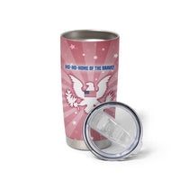 USA Christmas Tumbler Cup with Bald Eagle Seal Pink Starburst Pattern and Festive Holiday Icons - Wonder Print Shop