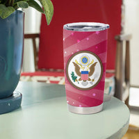 USA Christmas Tumbler Cup with Bald Eagle Seal Pink Starburst Pattern and Festive Holiday Icons - Wonder Print Shop