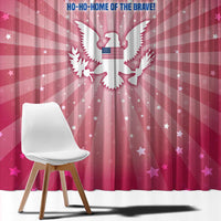 USA Christmas Window Curtain with Bald Eagle Seal Pink Starburst Pattern and Festive Holiday Icons - Wonder Print Shop